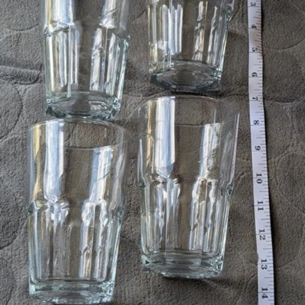Crisa by Libbey Clear Glass Tumblers Set of 4 Paneled Drinking Glasses 5.75in